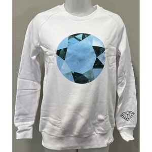 Diamond Supply Company Crewneck Sweatshirt White Round Hem Facets Small